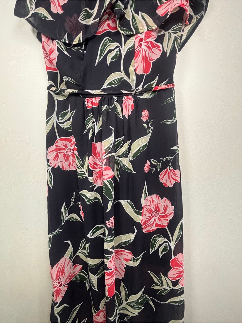 Japna Black Maxi Dress with Pink Floral Print - Picture 3 of 10